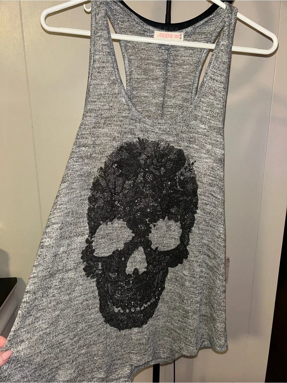 Gray glitter skull Racerback Tank - Picture 2 of 5